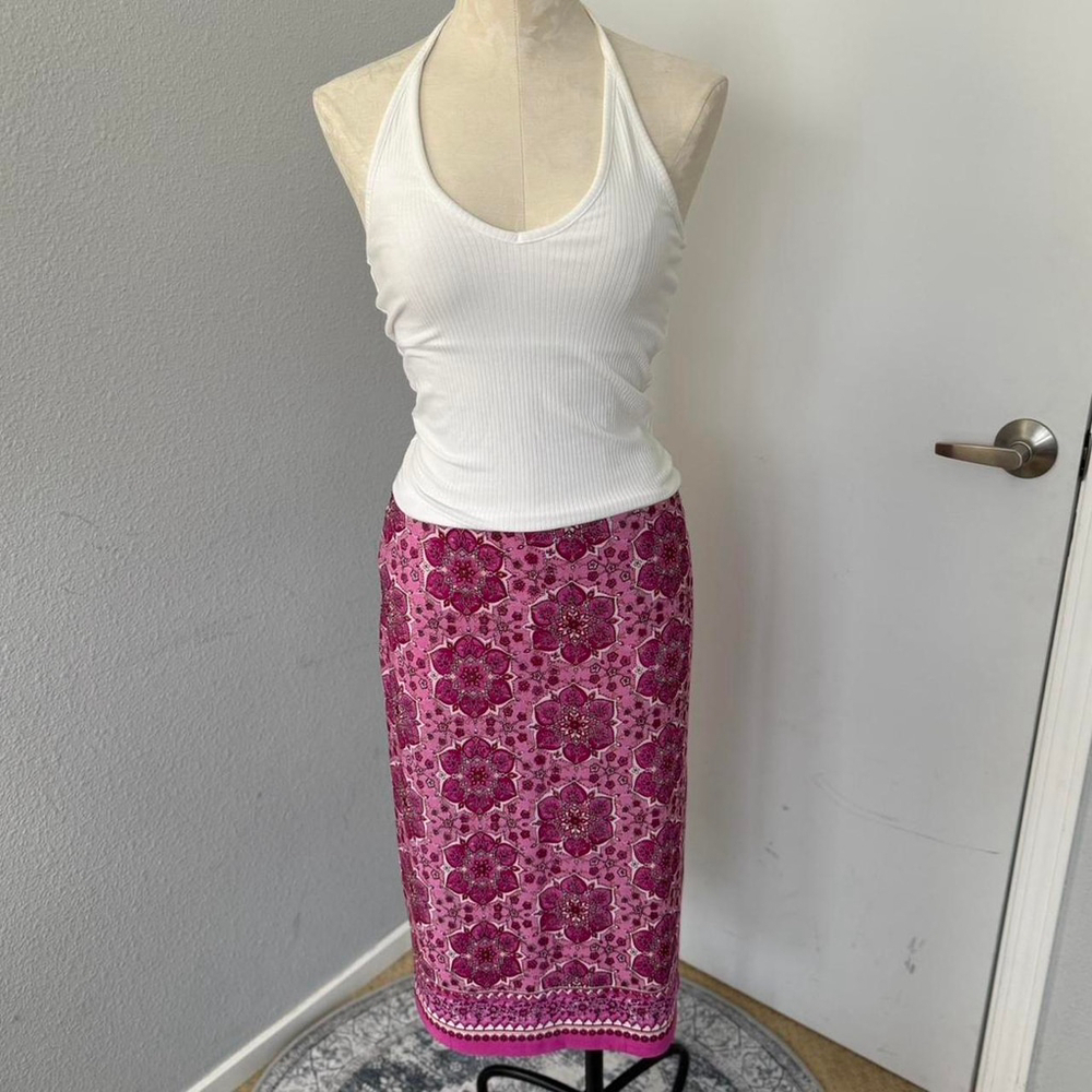 VTG Rampage Pink Floral Midi Skirt - Size M